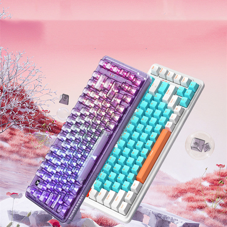 Transparent Three-mode Mechanical Keyboard Hot-swappable Wireless Bluetooth