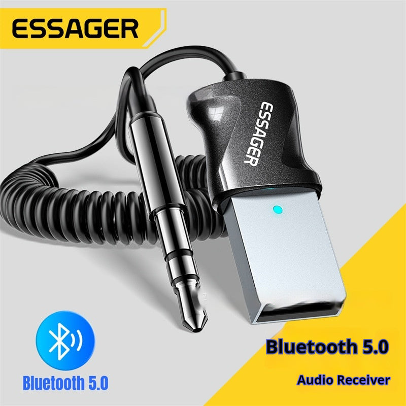 Bluetooth 50 Audio Receiver 35mm Car Wireless Stereo Transmitter Adapter