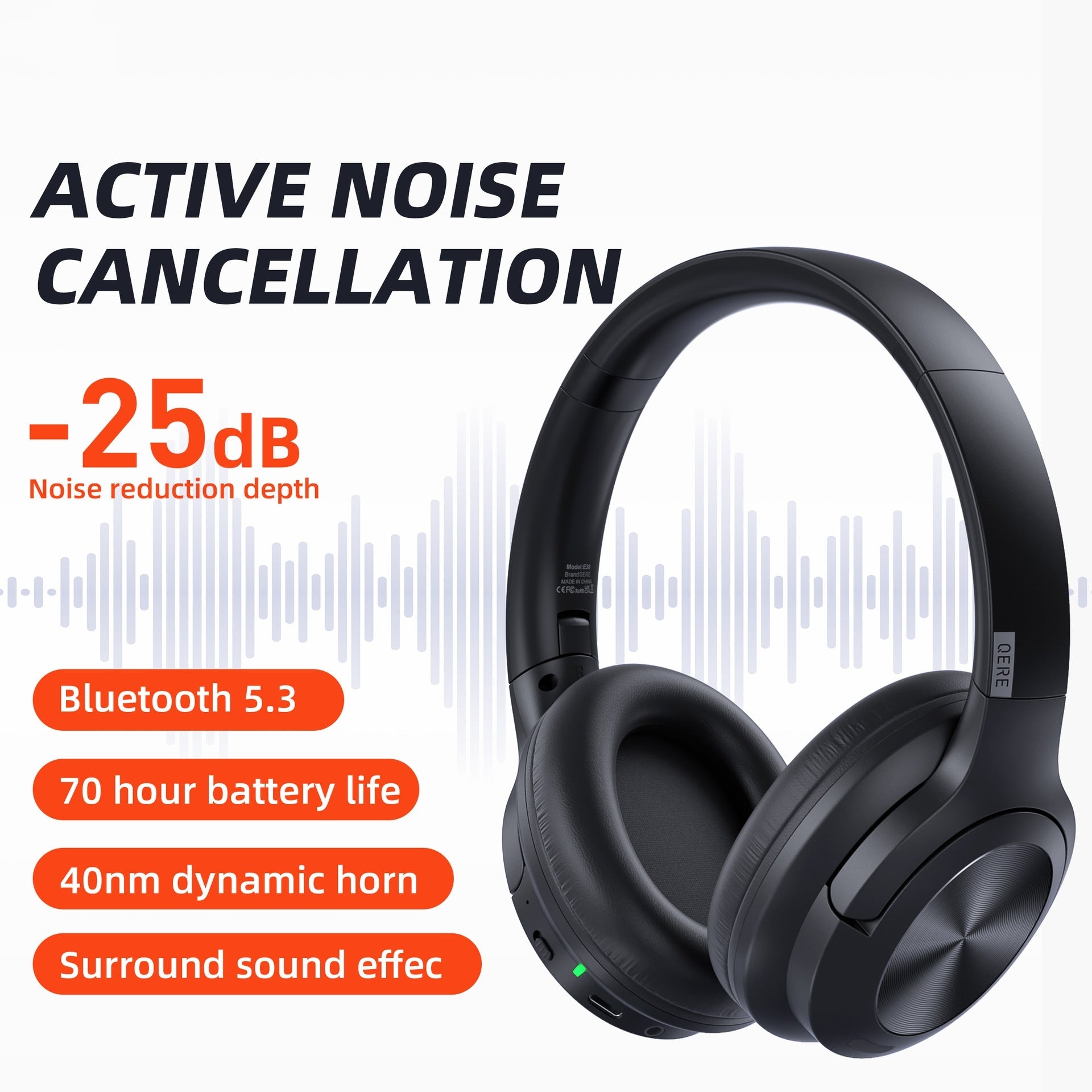 ANC Gaming Headset Active Noise Reduction Wireless Bluetooth Headset