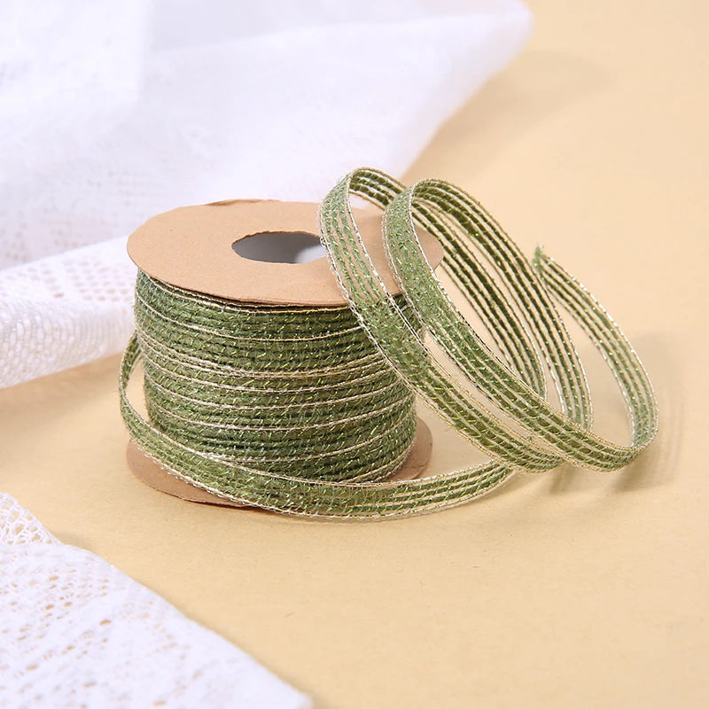 10M/Roll Vintage Jute Burlap Hessian Ribbon With Lace Rustic Wedding Party Decoration Christmas DIY Craft Gift Packing Webbing