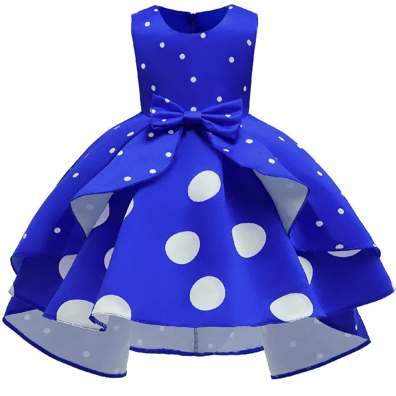 Baby Girls Christmas Flower Striped Dress For Girls Wedding Party Dresses Toddler Kids Brithday Dot Dress Children Clothing