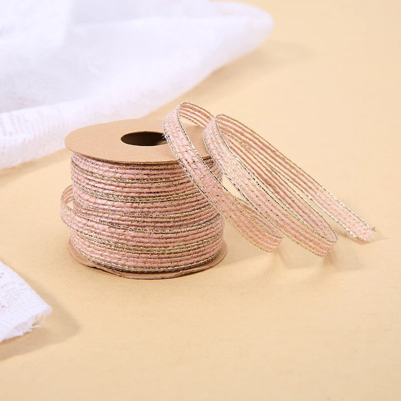 10M/Roll Vintage Jute Burlap Hessian Ribbon With Lace Rustic Wedding Party Decoration Christmas DIY Craft Gift Packing Webbing