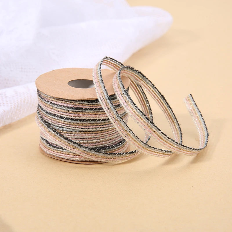 10M/Roll Vintage Jute Burlap Hessian Ribbon With Lace Rustic Wedding Party Decoration Christmas DIY Craft Gift Packing Webbing