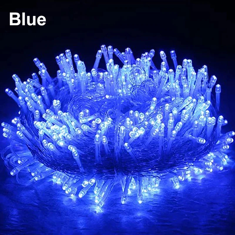 220V EU Plug 10/20/50M Outdoor Christmas LED String Light Garlands Decoraction Fairy Lamp For Home Wedding Party Holiday Lights