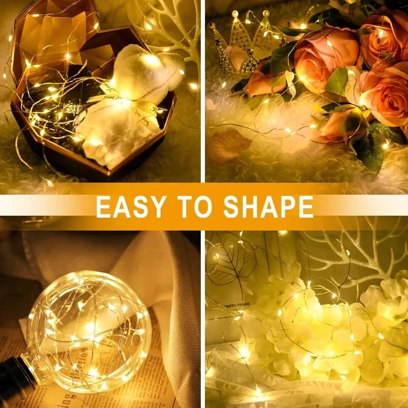 Battery Powered LED Lighting Strings Colorful Warm White Copper Wire Fairy String Lights for Christmas Wedding Party Home Decor