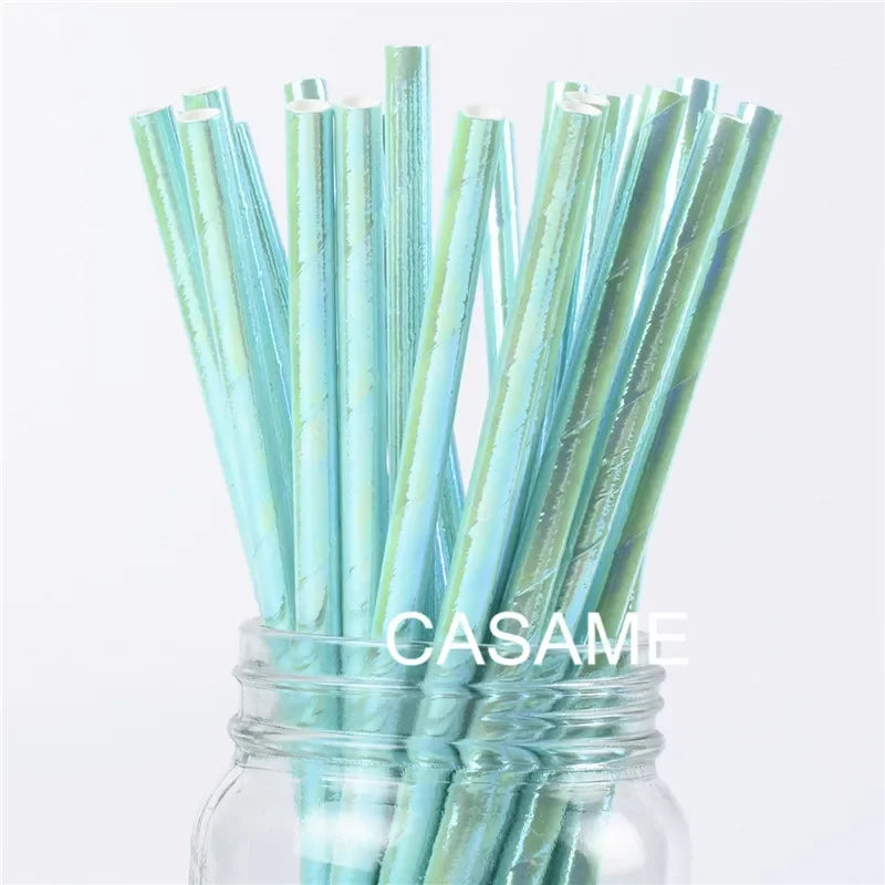 25 pcs lridescent Straws carnaval Party Wedding Decoration Kids Birthday Baby Shower Christmas Supplies party