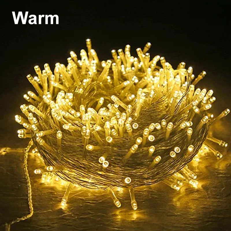 220V EU Plug 10/20/50M Outdoor Christmas LED String Light Garlands Decoraction Fairy Lamp For Home Wedding Party Holiday Lights