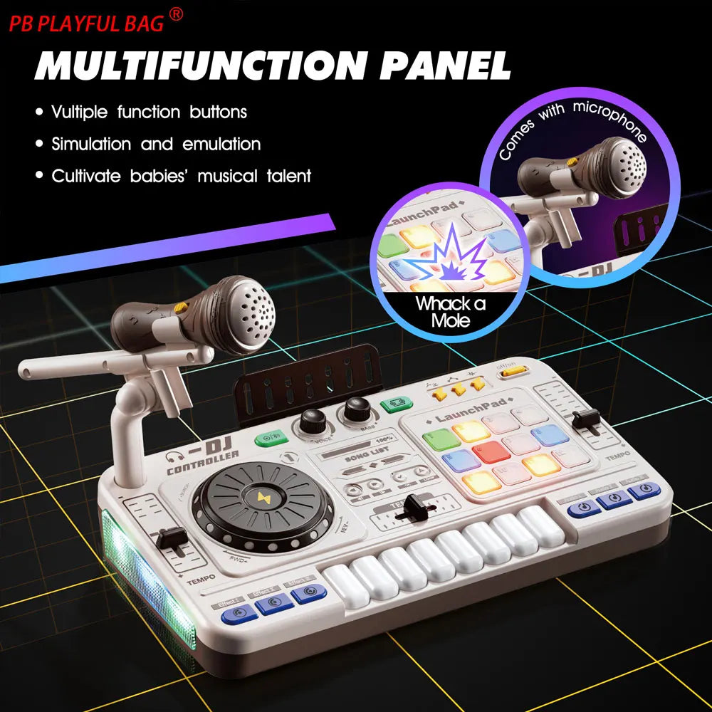 2025 Children Simulation Multifunctional DJ Mixer Controller Electronic Organ DJ Player Music Entertainment Toy Christmas Gifts