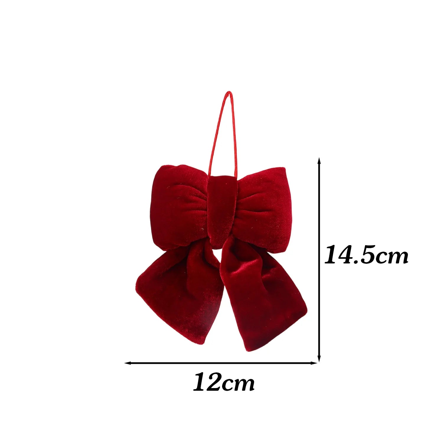1-3Pcs Multiple sizes Red Velvet Bow Knot DIY Christmas Trees Hanging Ornaments Pendant Festival Party Decoration Bow Baubles