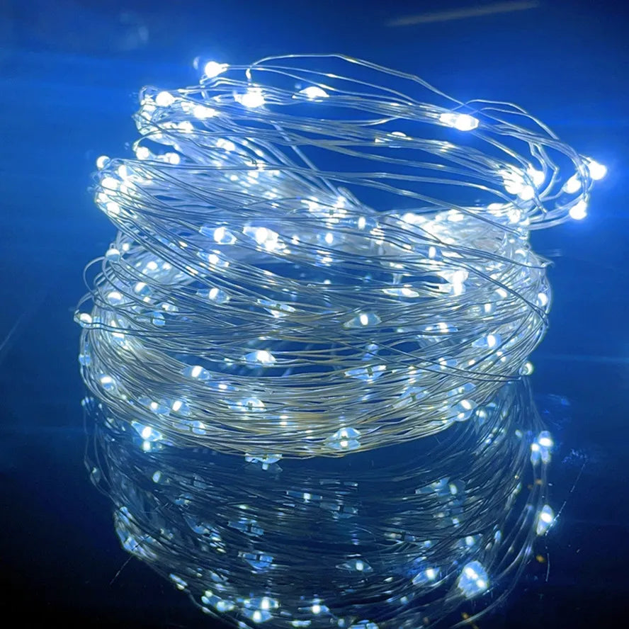 5M 10M 20M LED Outdoor Light String Fairy Garland USB Copper Wire Lights 8 Mode For Christmas Festoon Party Holiday Lights