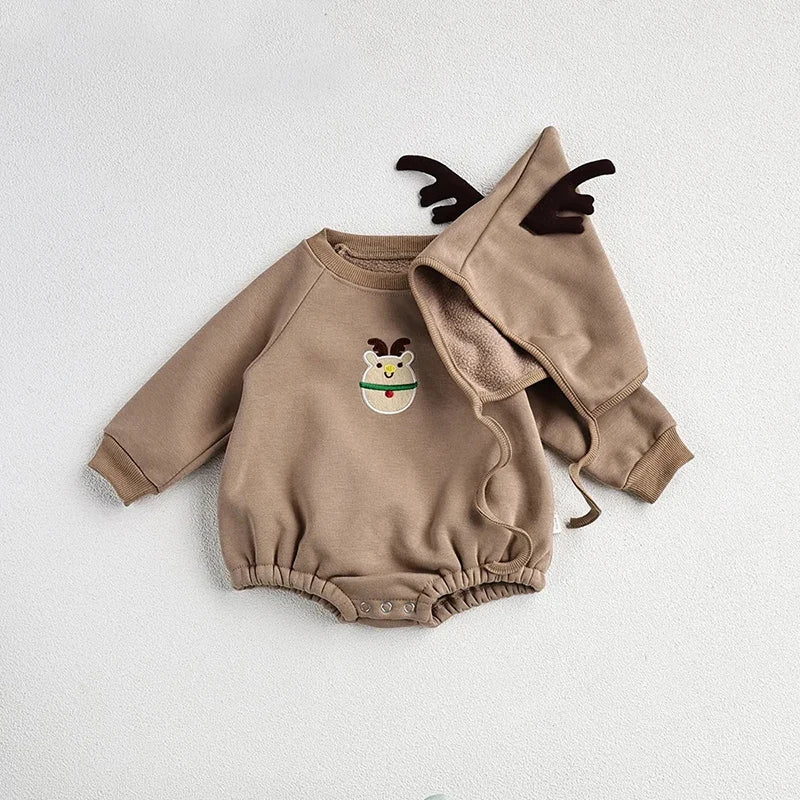 Baby Infant Cotton Rompers Christmas Santa Rudolph Toddler Boy Girl Sweatshirt With Hat Xmas Tree Autumn Winter Clothes Sweater