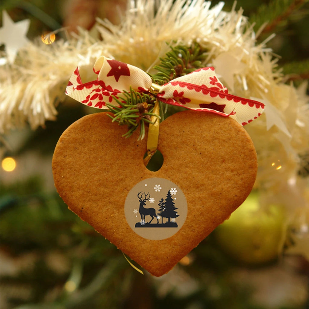 100-500pcs Kraft paper Christmas stickers New Year Thank you stickers Christmas decoration 2024 for Card Gift Box Package 1inch