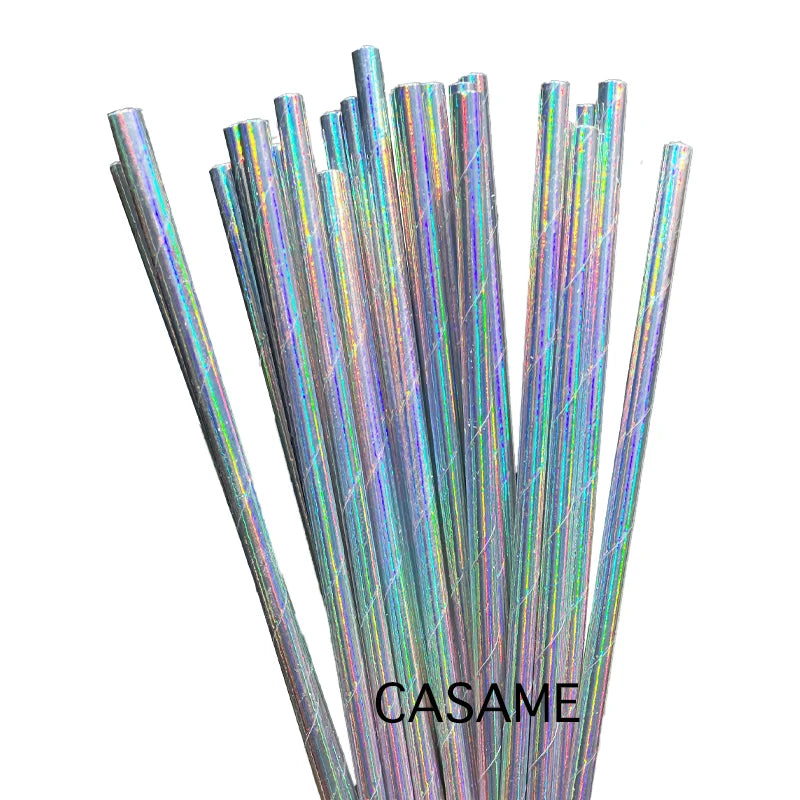 25 pcs lridescent Straws carnaval Party Wedding Decoration Kids Birthday Baby Shower Christmas Supplies party