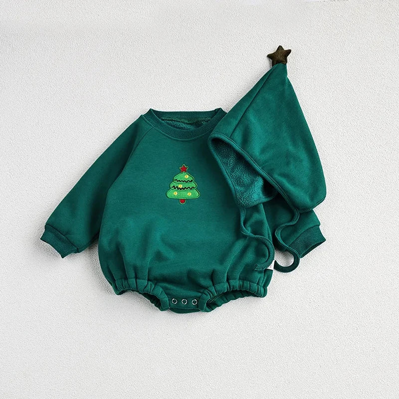 Baby Infant Cotton Rompers Christmas Santa Rudolph Toddler Boy Girl Sweatshirt With Hat Xmas Tree Autumn Winter Clothes Sweater