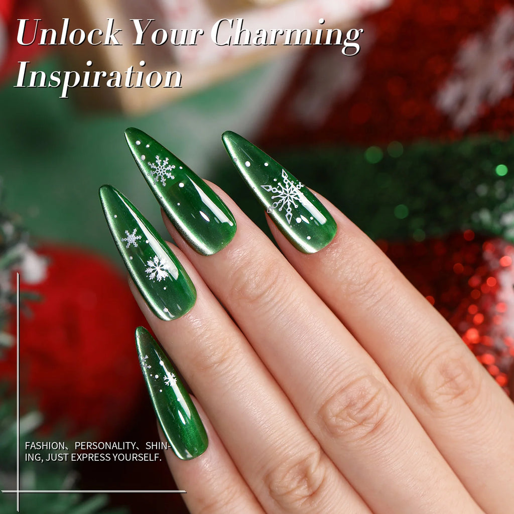 BORN PRETTY 7ml 6PCS Christmas Scarlet Carol Frosty Ode Cat Magnetic Eye Gel Nail Polish Set Winter Snowflake Soak Off UV Salon