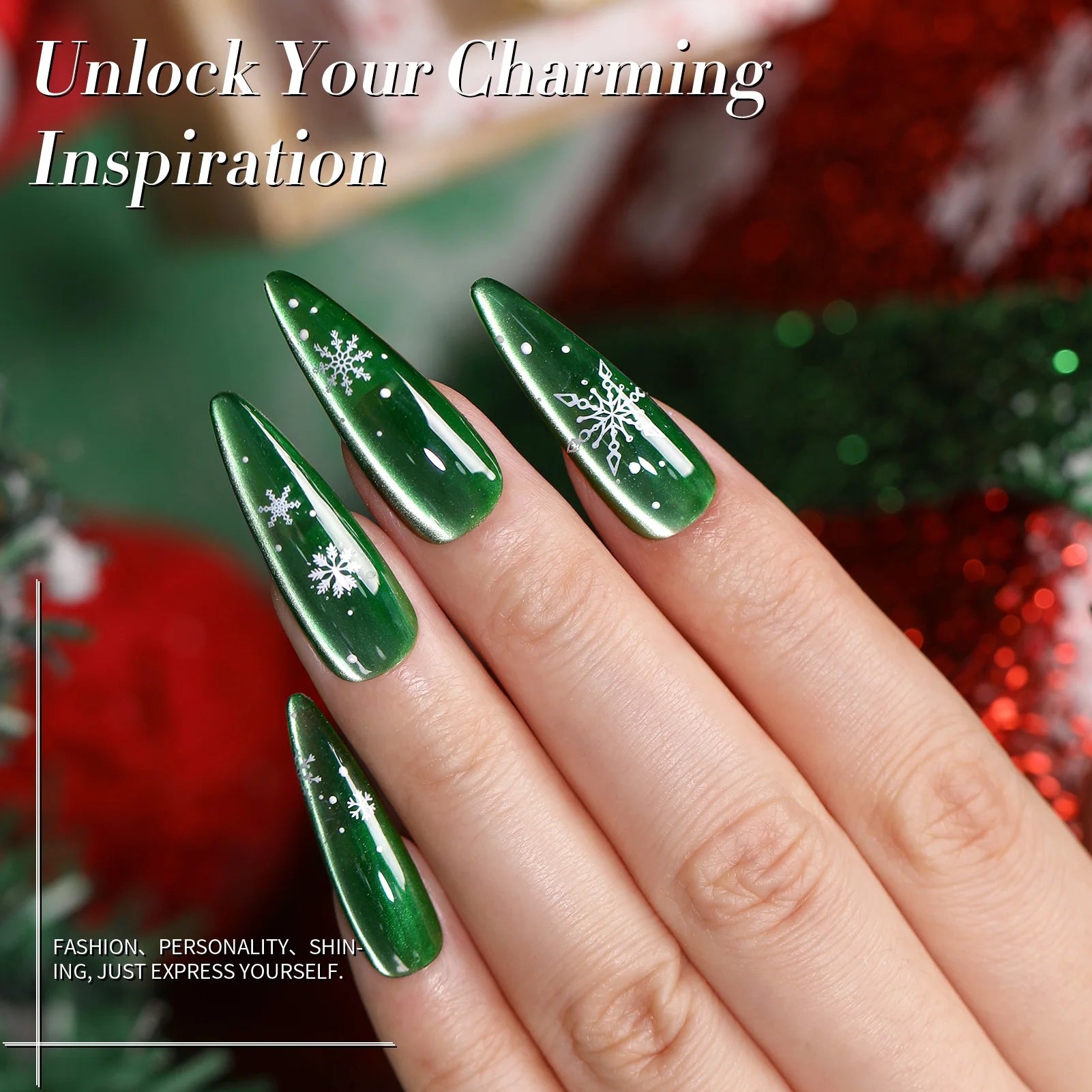 BORN PRETTY 7ml 6PCS Christmas Scarlet Carol Frosty Ode Cat Magnetic Eye Gel Nail Polish Set Winter Snowflake Soak Off UV Salon