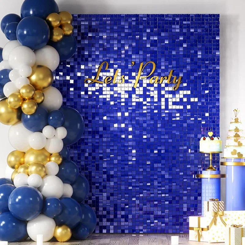 4 Ft * 6 Ft Glitter Sequins Background Wall Panel Gold Square Transparent Snap Panel Wedding Birthday Christmas Party Decoration