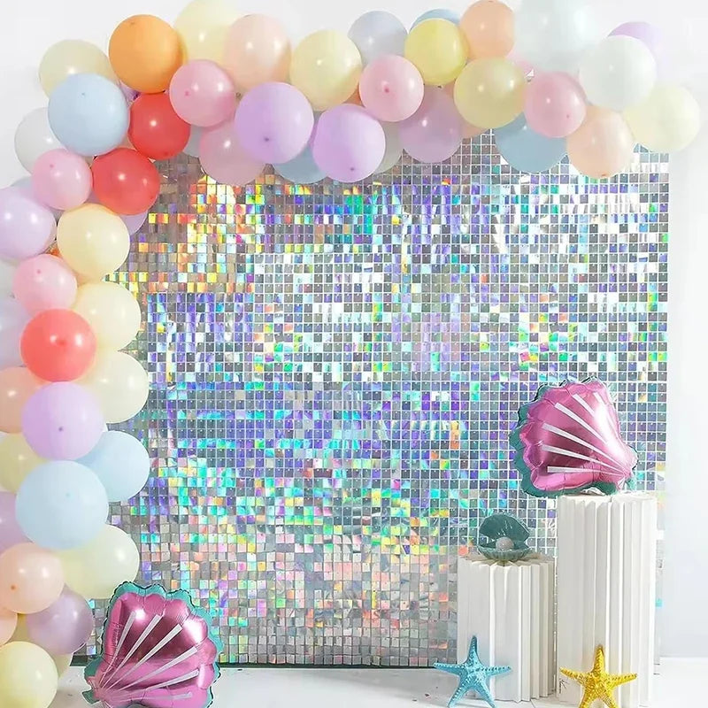 4 Ft * 6 Ft Glitter Sequins Background Wall Panel Gold Square Transparent Snap Panel Wedding Birthday Christmas Party Decoration