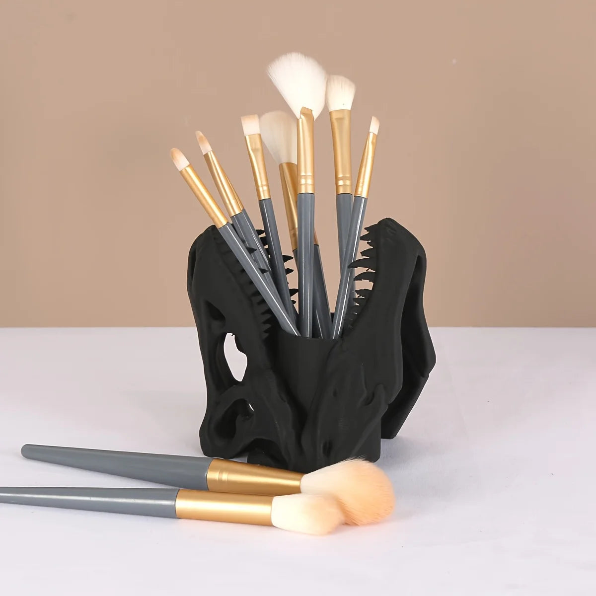 1pc Dinosaur skull pen holder, 3D printed, lightweight and portable, unique desktop organizer, suitable for Halloween, Christmas