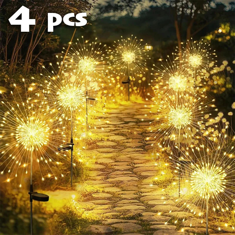 200LED Solar Firework Light Waterproof Outdoor 8 Lighting Modes Fairy String Light Christmas Lawn Lamp Garden Decoration 1~4pcs