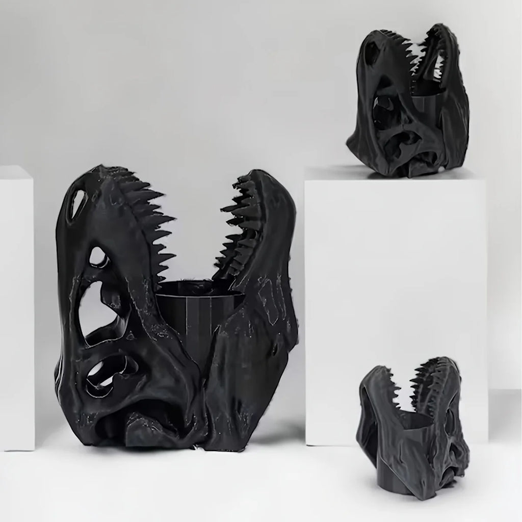 1pc Dinosaur skull pen holder, 3D printed, lightweight and portable, unique desktop organizer, suitable for Halloween, Christmas