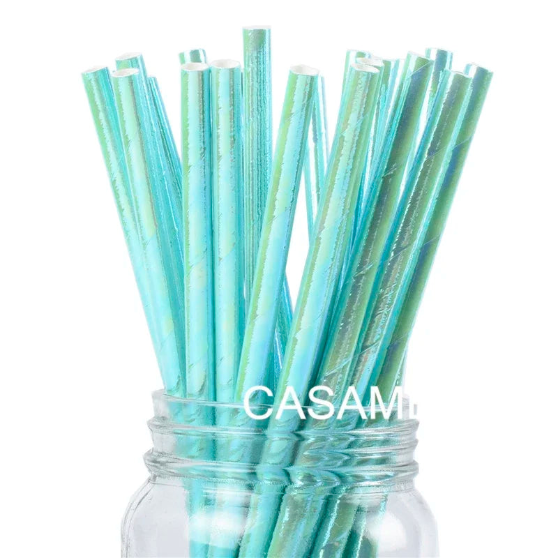 25 pcs lridescent Straws carnaval Party Wedding Decoration Kids Birthday Baby Shower Christmas Supplies party