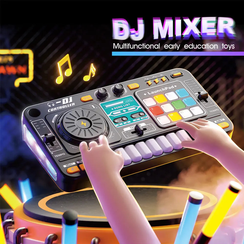 2025 Children Simulation Multifunctional DJ Mixer Controller Electronic Organ DJ Player Music Entertainment Toy Christmas Gifts
