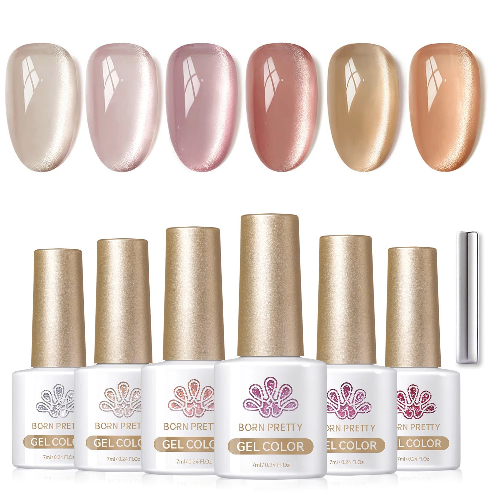 BORN PRETTY 7ml 6PCS Christmas Scarlet Carol Frosty Ode Cat Magnetic Eye Gel Nail Polish Set Winter Snowflake Soak Off UV Salon