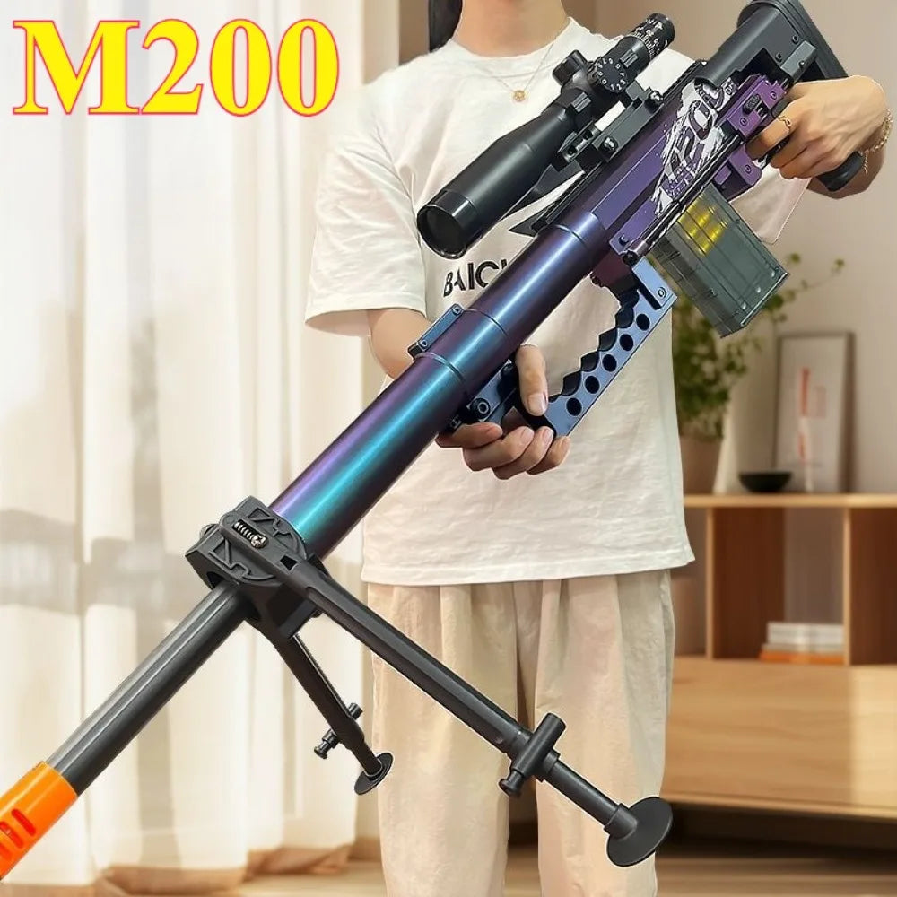93/130cm M200 Shell Throwing Soft Bullet Toy Gun Manual Loading Sniper Rifle Model Can Fire Toy Gun Christmas Gift for Children