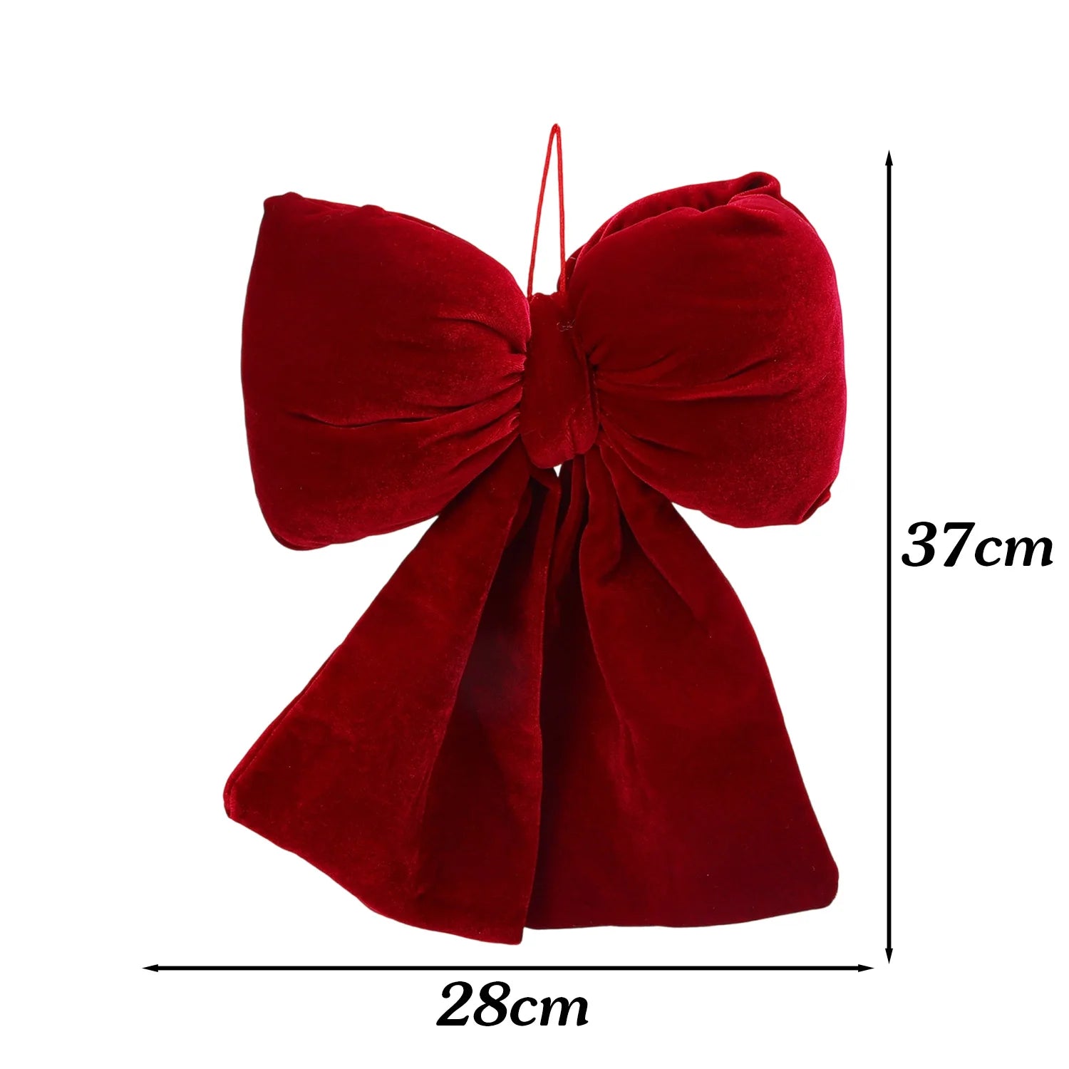 1-3Pcs Multiple sizes Red Velvet Bow Knot DIY Christmas Trees Hanging Ornaments Pendant Festival Party Decoration Bow Baubles