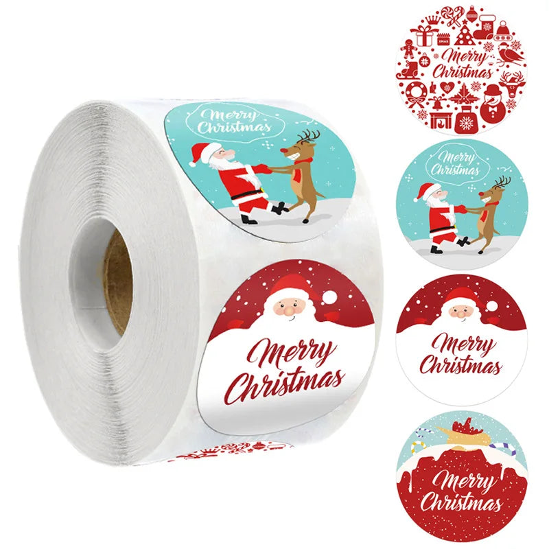 100-500PCS Christmas Theme Seal Labels Stickers Merry Christmas Stickers For DIY Gift Baking Package Envelope Stationery Decor