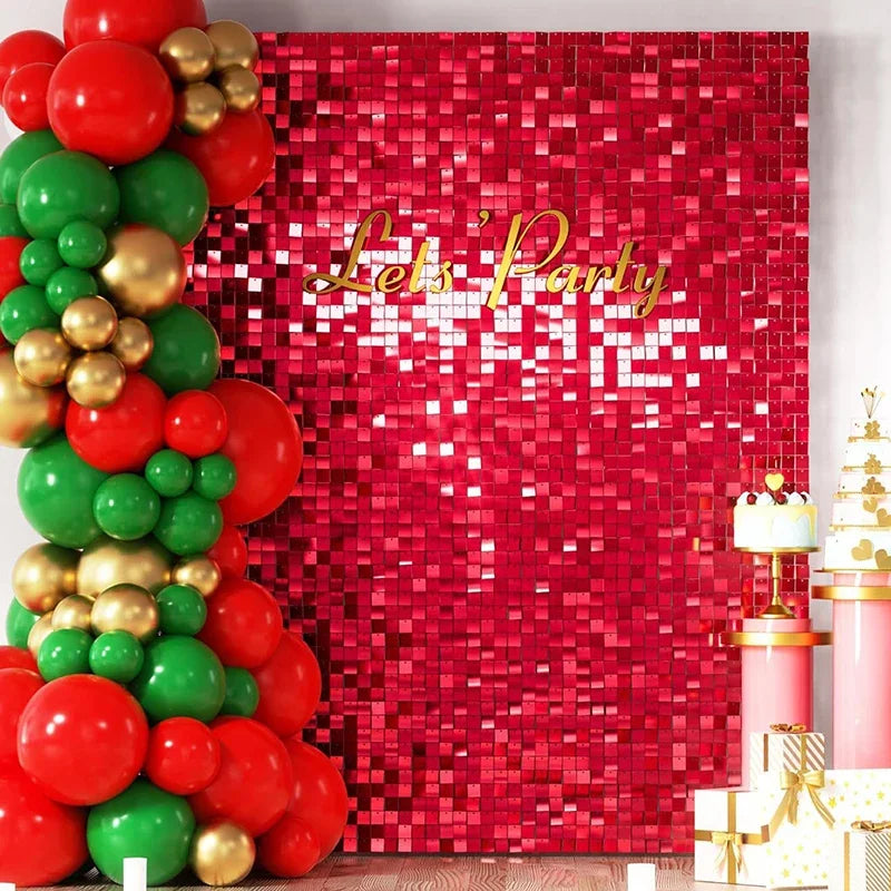 4 Ft * 6 Ft Glitter Sequins Background Wall Panel Gold Square Transparent Snap Panel Wedding Birthday Christmas Party Decoration