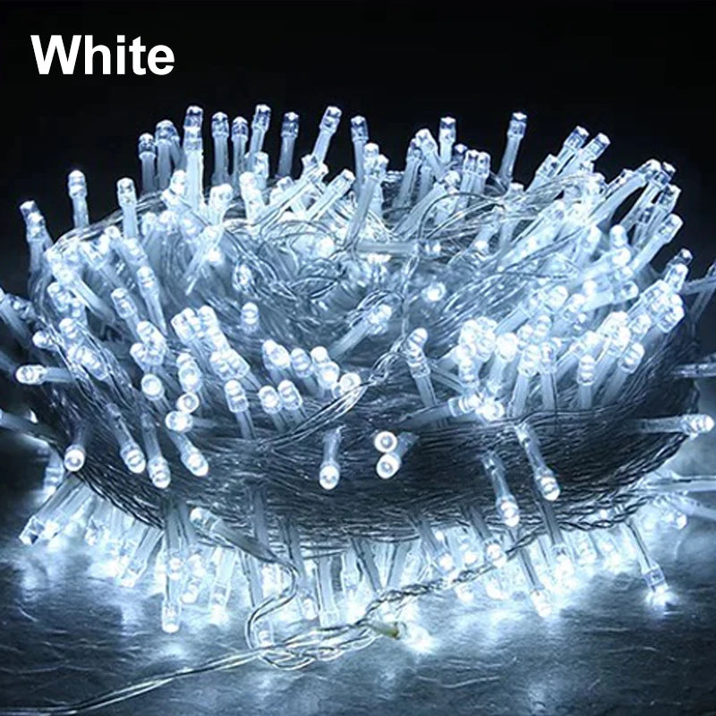 220V EU Plug 10/20/50M Outdoor Christmas LED String Light Garlands Decoraction Fairy Lamp For Home Wedding Party Holiday Lights