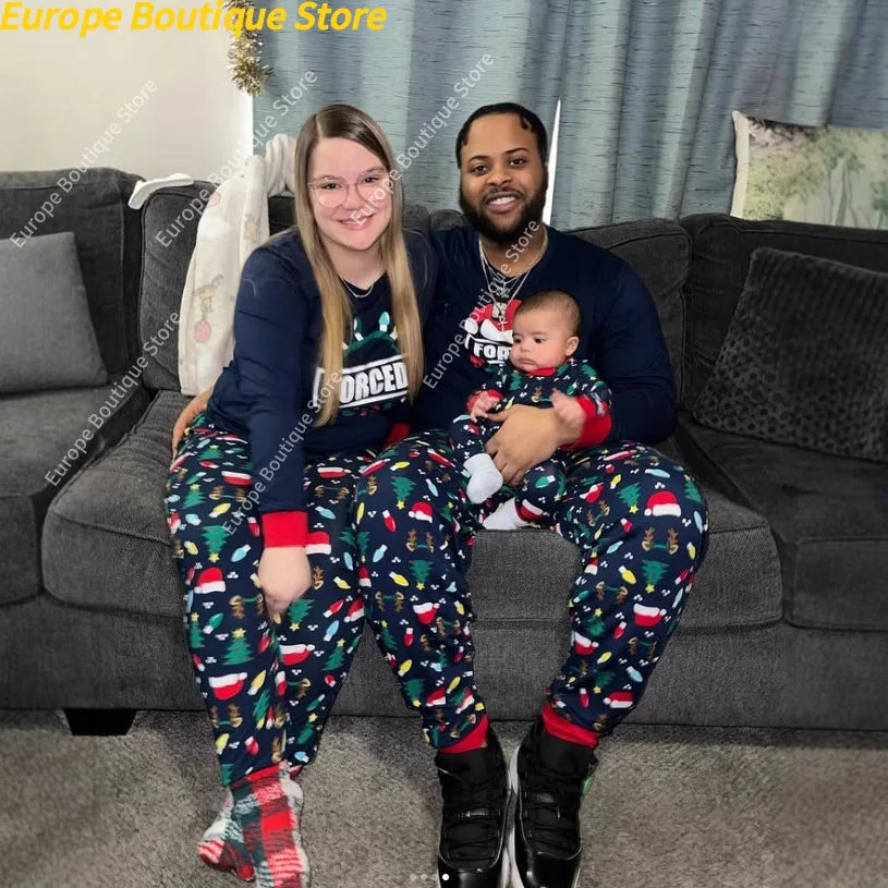 New Year's Costumes Family Matching Outfits Christmas Pajamas Mother Father Kids Clothing Set Baby Romper Xmas Family Look Pjs
