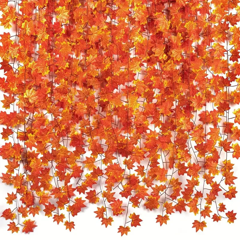 Artificial Maple Leaves String Maple Leaf Garland Plants Christmas Garden Indoor for Wedding Party Home Autumn Decoration