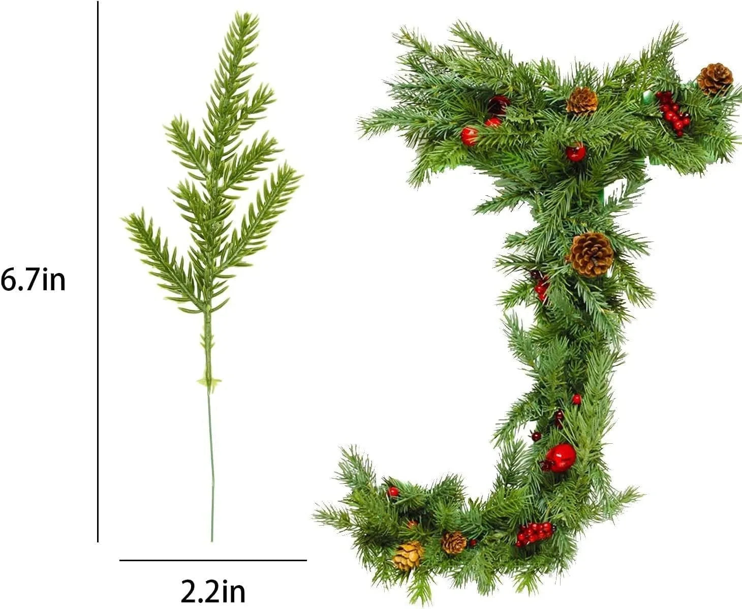 10Pcs Artificial Plants Pine Needles Branches Fake Green Plants Greenery Picks for DIY Christmas Garland Home Garden Decoration