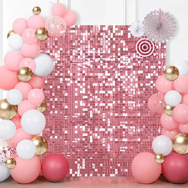 4 Ft * 6 Ft Glitter Sequins Background Wall Panel Gold Square Transparent Snap Panel Wedding Birthday Christmas Party Decoration
