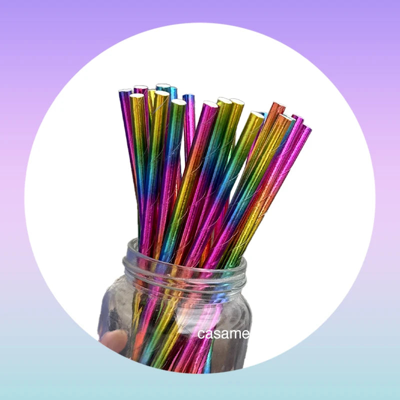 25 pcs lridescent Straws carnaval Party Wedding Decoration Kids Birthday Baby Shower Christmas Supplies party