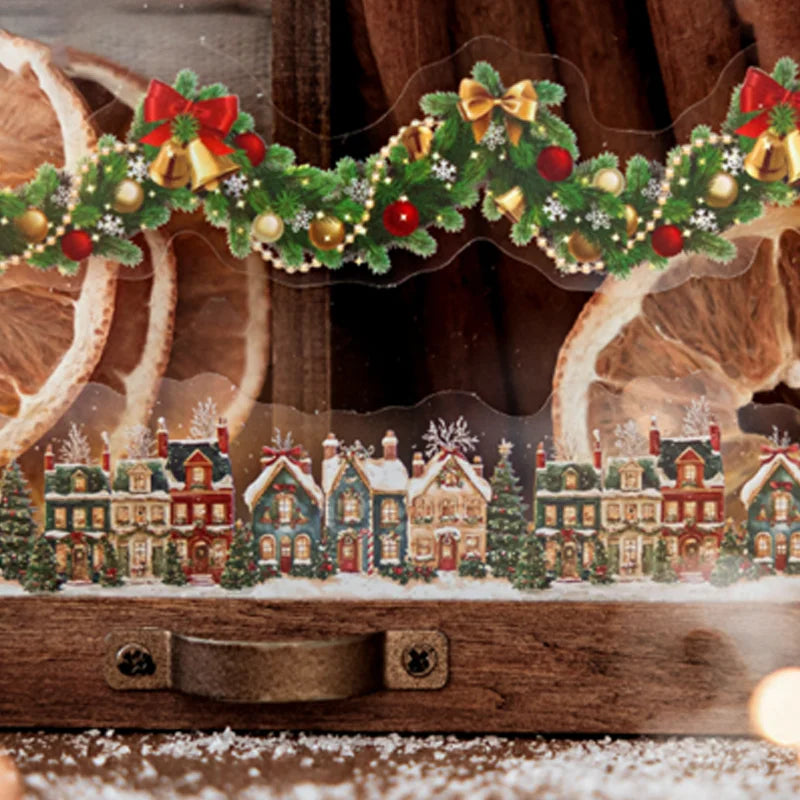 20 pieces/bag PET long strip stickers Christmas series theme stickers Handbook materials DIY greeting cards, envelopes, postcard