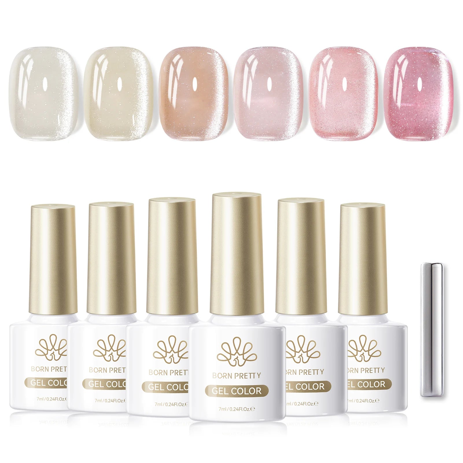 BORN PRETTY 7ml 6PCS Christmas Scarlet Carol Frosty Ode Cat Magnetic Eye Gel Nail Polish Set Winter Snowflake Soak Off UV Salon