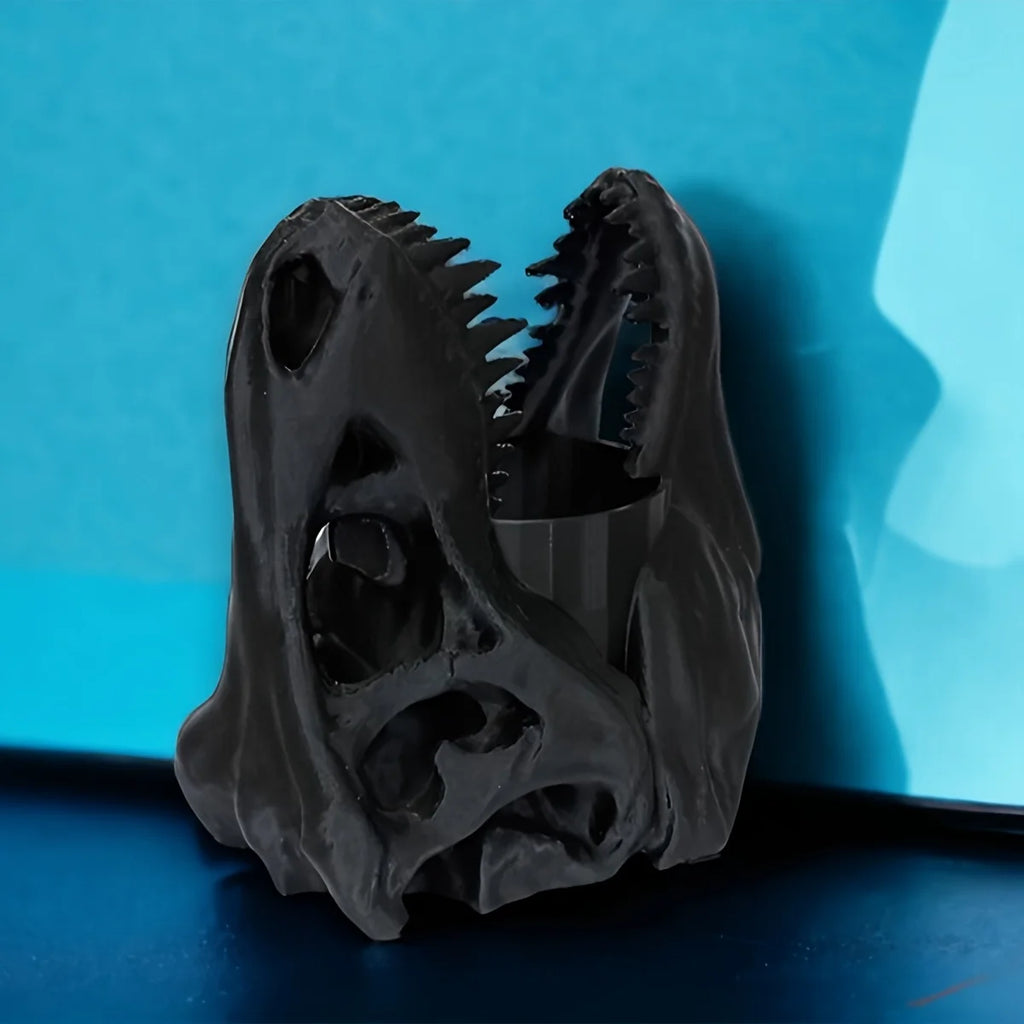 1pc Dinosaur skull pen holder, 3D printed, lightweight and portable, unique desktop organizer, suitable for Halloween, Christmas