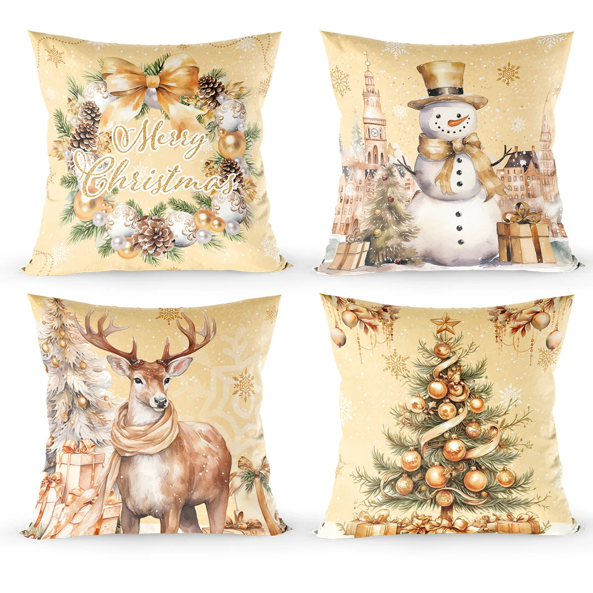 4pcs Merry Christmas Cushion Cover Home Decorations 2025 Christmas Ornament Pillow Case Xmas Navidad Gifts New Year Gifts 2026