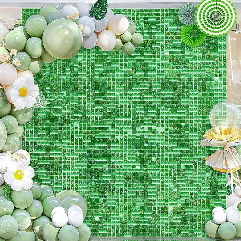 4 Ft * 6 Ft Glitter Sequins Background Wall Panel Gold Square Transparent Snap Panel Wedding Birthday Christmas Party Decoration