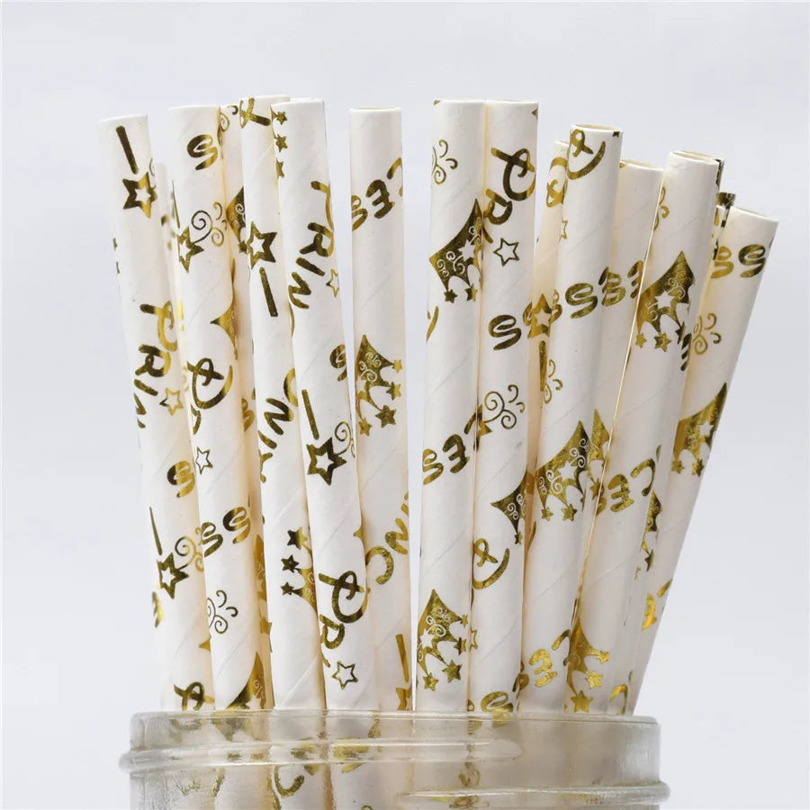 25 pcs lridescent Straws carnaval Party Wedding Decoration Kids Birthday Baby Shower Christmas Supplies party