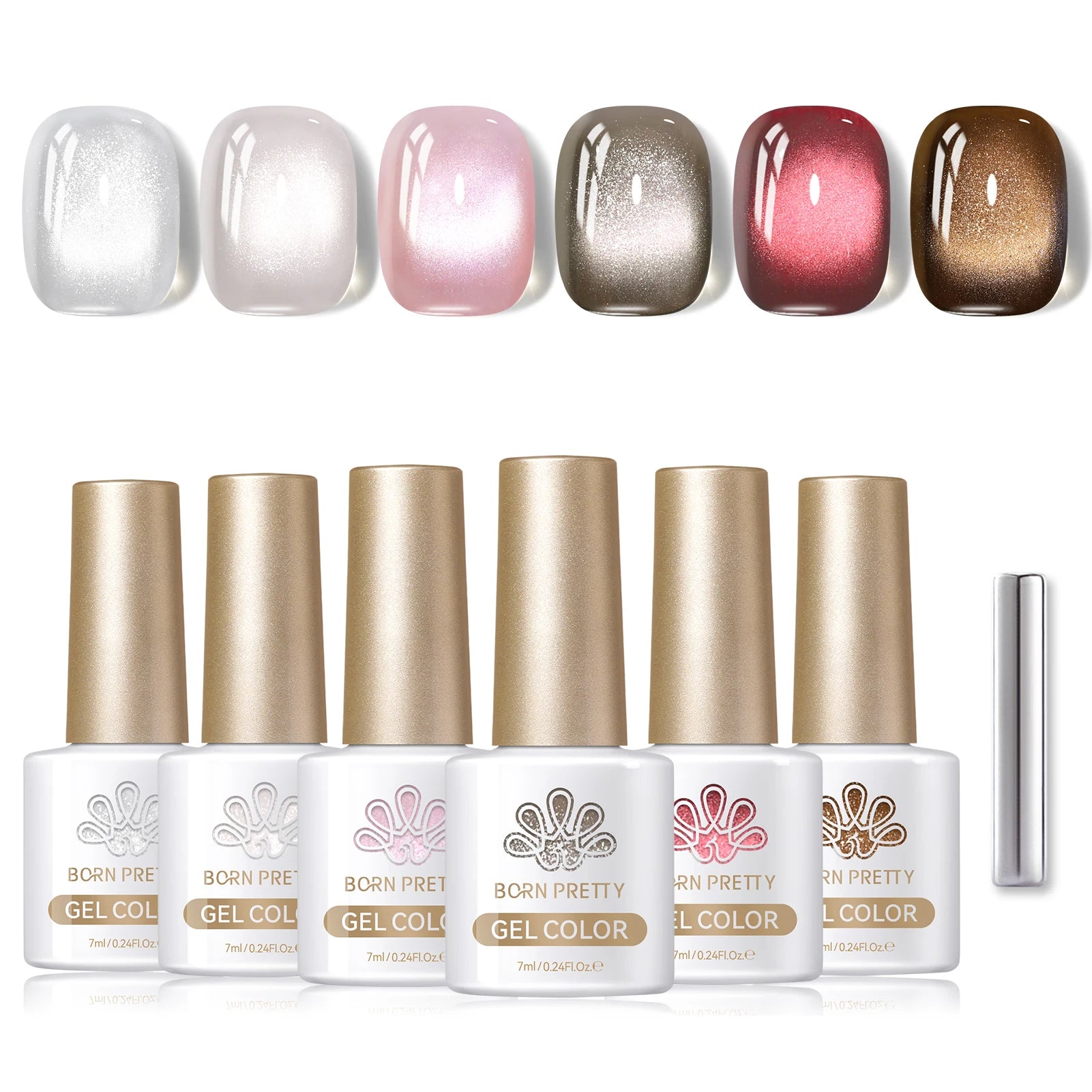 BORN PRETTY 7ml 6PCS Christmas Scarlet Carol Frosty Ode Cat Magnetic Eye Gel Nail Polish Set Winter Snowflake Soak Off UV Salon