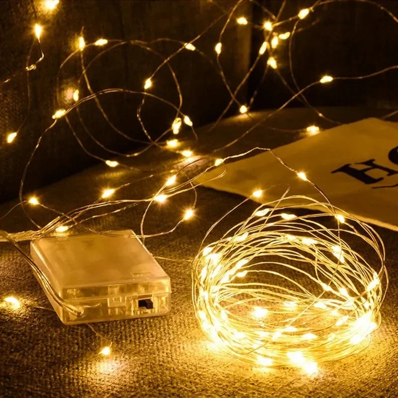 Battery Powered LED Lighting Strings Colorful Warm White Copper Wire Fairy String Lights for Christmas Wedding Party Home Decor