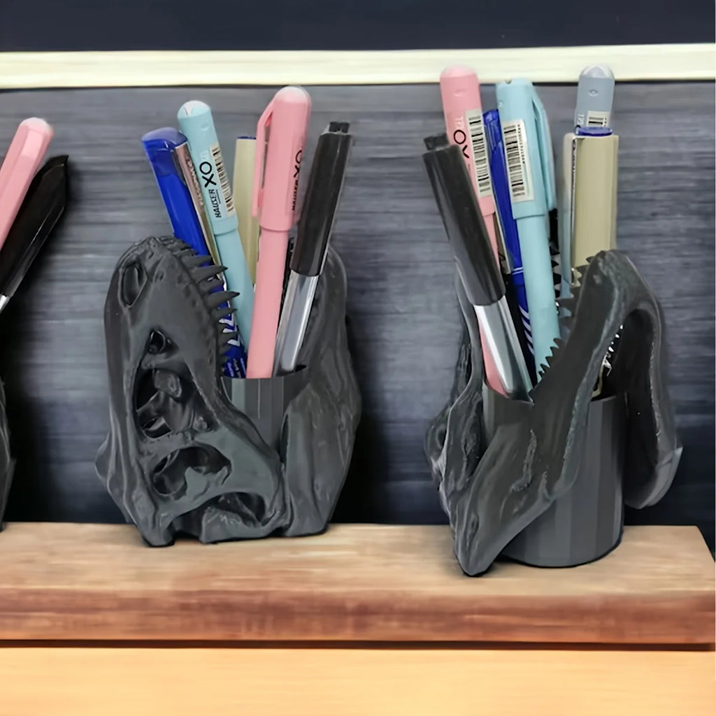 1pc Dinosaur skull pen holder, 3D printed, lightweight and portable, unique desktop organizer, suitable for Halloween, Christmas