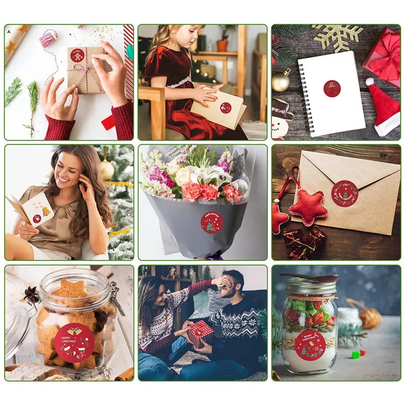 100-500PCS Christmas Theme Seal Labels Stickers Merry Christmas Stickers For DIY Gift Baking Package Envelope Stationery Decor