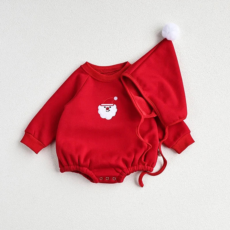 Baby Infant Cotton Rompers Christmas Santa Rudolph Toddler Boy Girl Sweatshirt With Hat Xmas Tree Autumn Winter Clothes Sweater