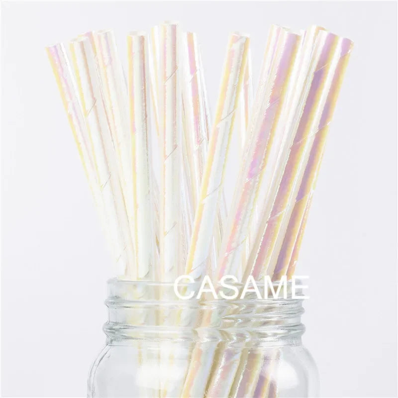 25 pcs lridescent Straws carnaval Party Wedding Decoration Kids Birthday Baby Shower Christmas Supplies party